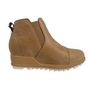 Sorel Evie Pull On Bootie Womens 7.5 Waterproof Leather Canoe Sea Salt